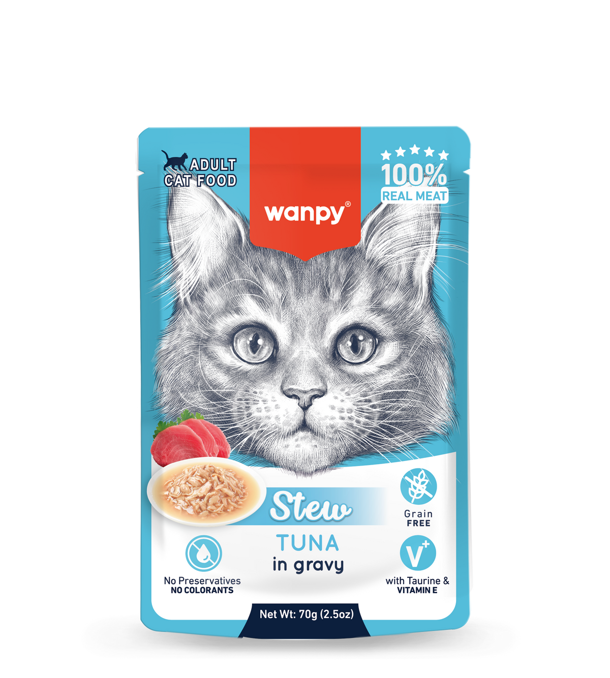 Wanpy Stew Tuna In Gravy Adult Cat Pouch