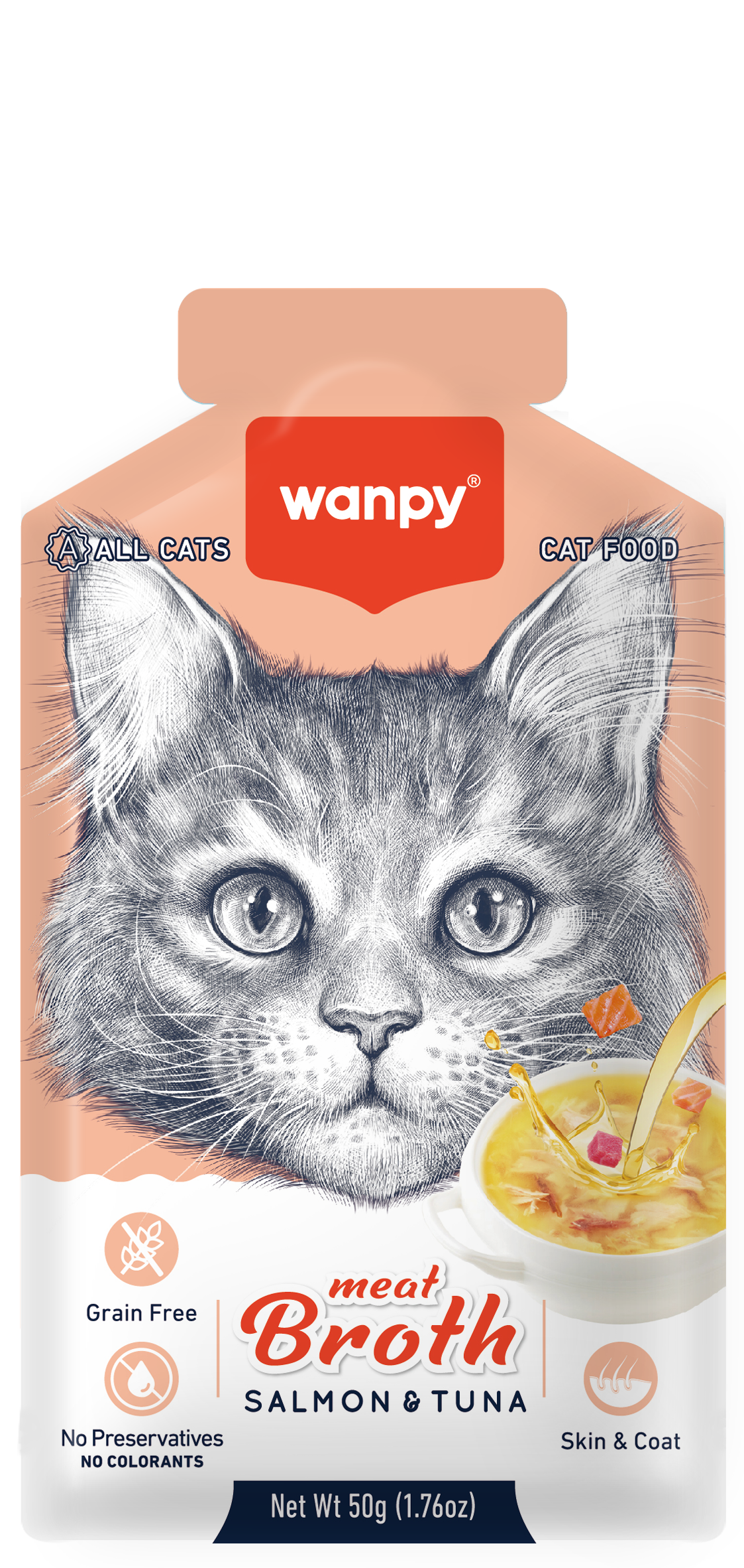 Wanpy Meat Broths Salmon & Tuna Cat Pouch