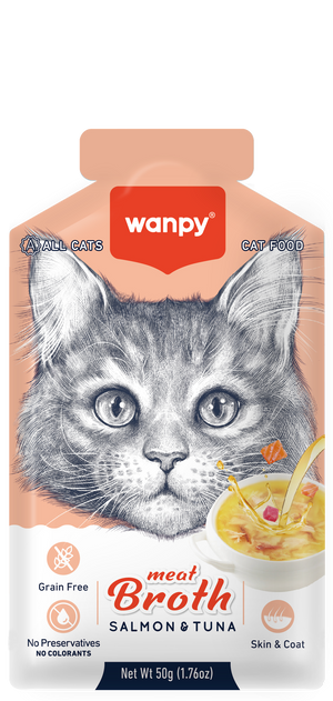 Wanpy Meat Broths Salmon & Tuna Cat Pouch