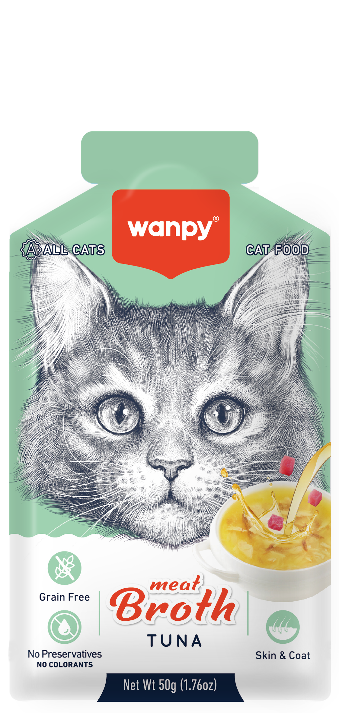 Wanpy Meat Broths Tuna Cat Pouch