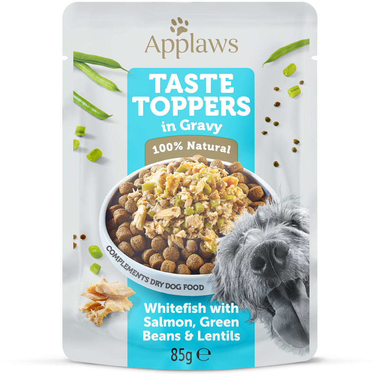 Applaws Taste Toppers Whitefish With Salmon, Green Beans & Lentils In Gravy Pouch