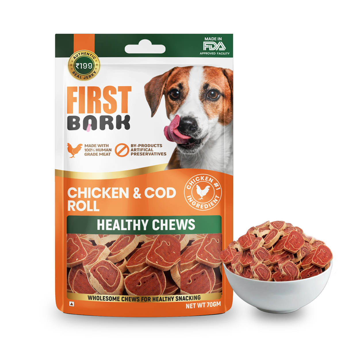 First Bark : Chicken & Cod Roll – Healthy Chews Dog Treats