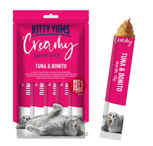 Kitty Yums : Creamy Lickable Tuna & Bonito Cat Treats (Buy 4 - Get 1 Free)