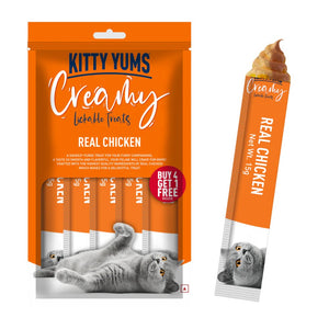 Kitty Yums : Creamy Lickable Real Chicken Cat Treats – Buy 4 Get 1 Free