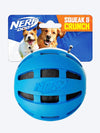 Nerf Dog Checker Squeak & Crunch Ball Dog Toy - Blue & Black