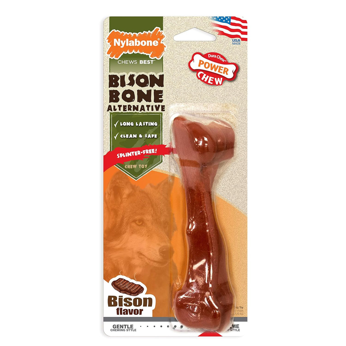 Nylabone Puppy Chew Bison Bone Alternative Chew Toy