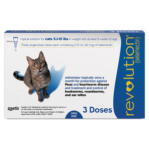 Zoetis : Revolution 45 mg Selamectin for Cats (5.1–15 lbs) – 3 Doses (0.75 mL Each)