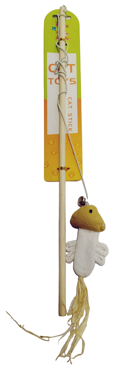 Wooden Stick Rattan Ball Feather Tease Cat Toy