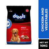 Drools Chicken & Vegetable Adult Dog Dry Food 10 kg With Chicken Chunk In Gravy Adult Dog Pouch (12 pcs Of 60 g Free)