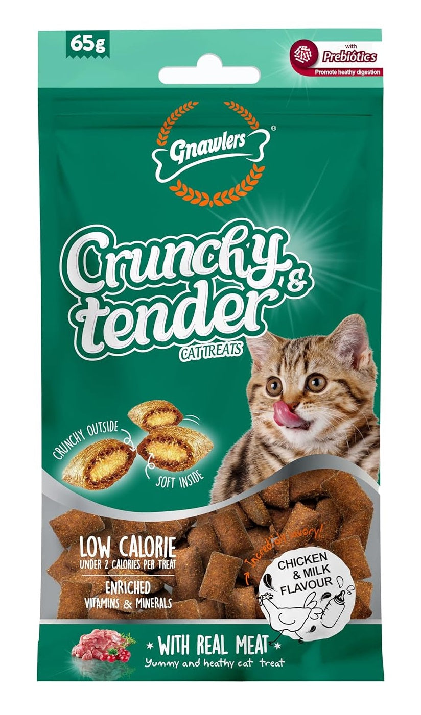 Gnawlers : Crunchy & Tender Cat Treats – Tasty Chicken & Milk Flavour