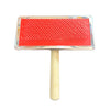 Smarty Pet Wooden Handle Slicker Brush - Red