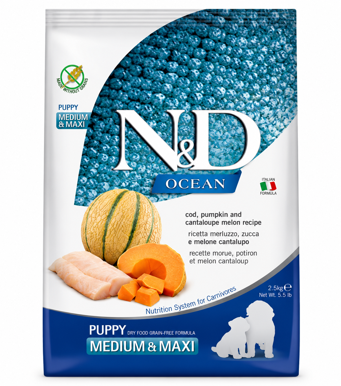 Farmina N&D Ocean Cod Pumpkin & Cantaloupe Melon Grain Free Medium & Maxi Puppy Dry Food