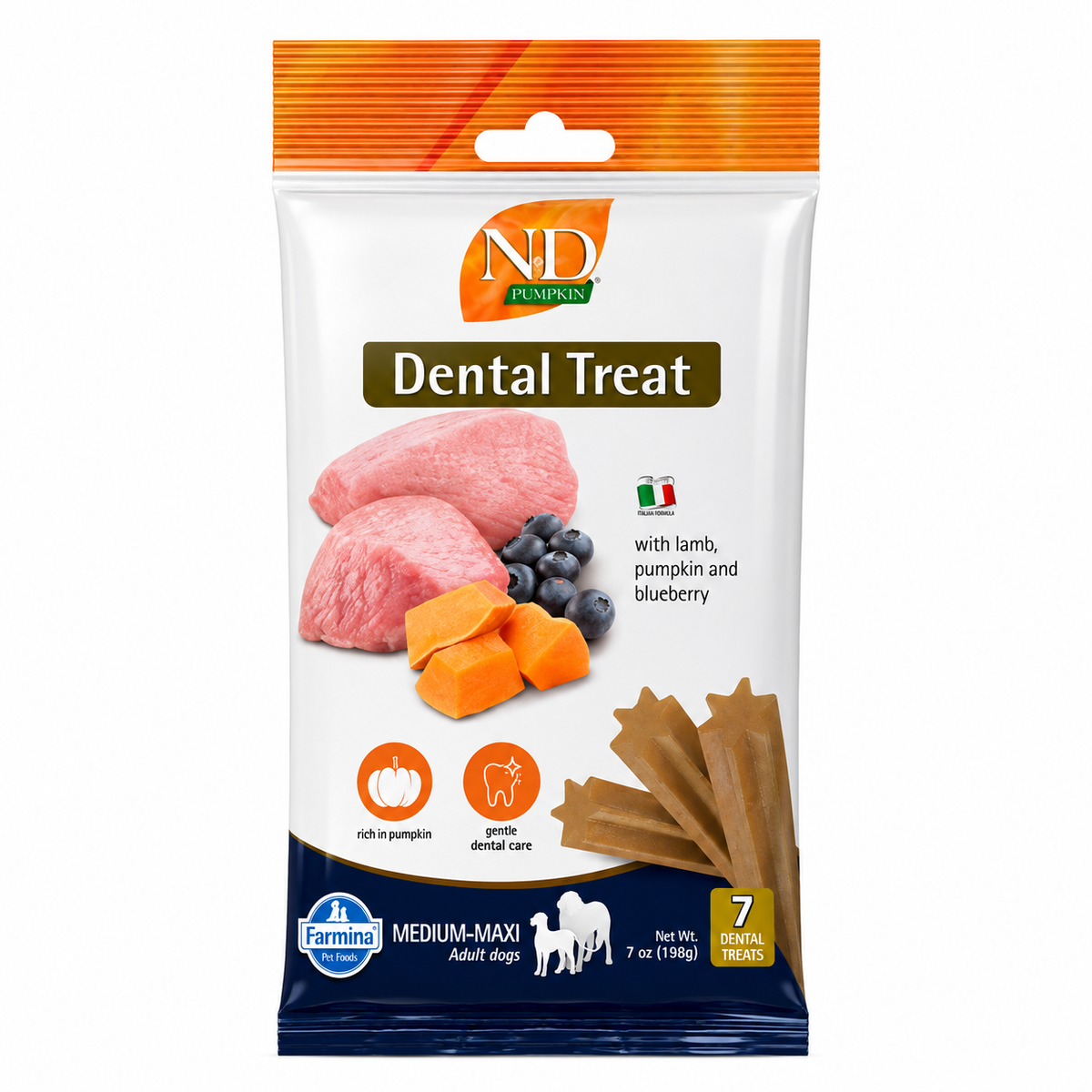 Farmina : N&D Lamb, Pumpkin & Blueberry Dental Treat for Med & Maxi Dogs