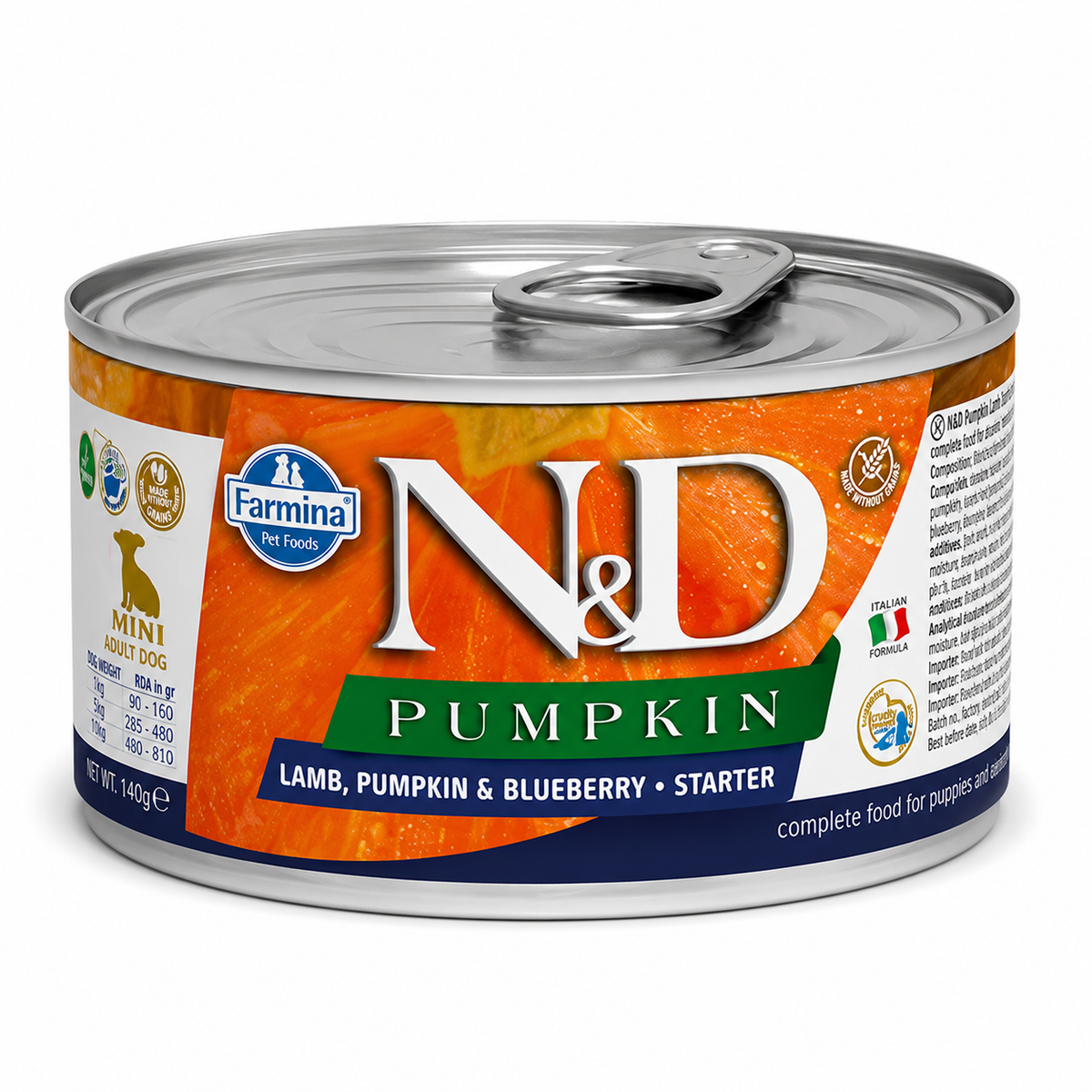 Farmina N&D Pumpkin Lamb Pumpkin And Blueberry Grain Free Mini Dog Tin