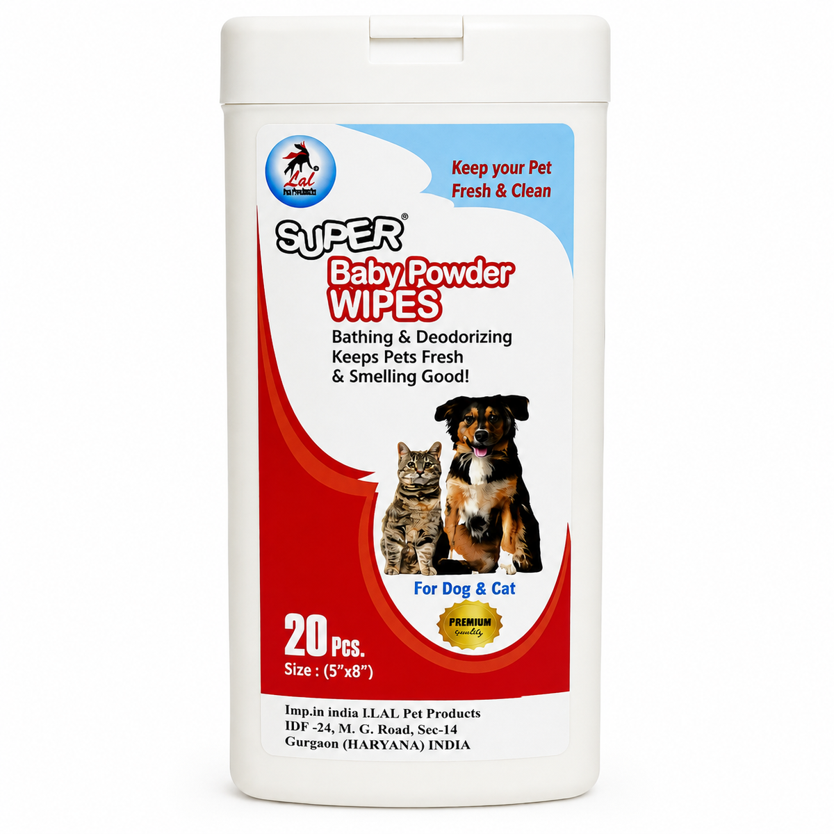 Super Bathing & Deodorizing Baby Powder Wipes For Dog & Cat