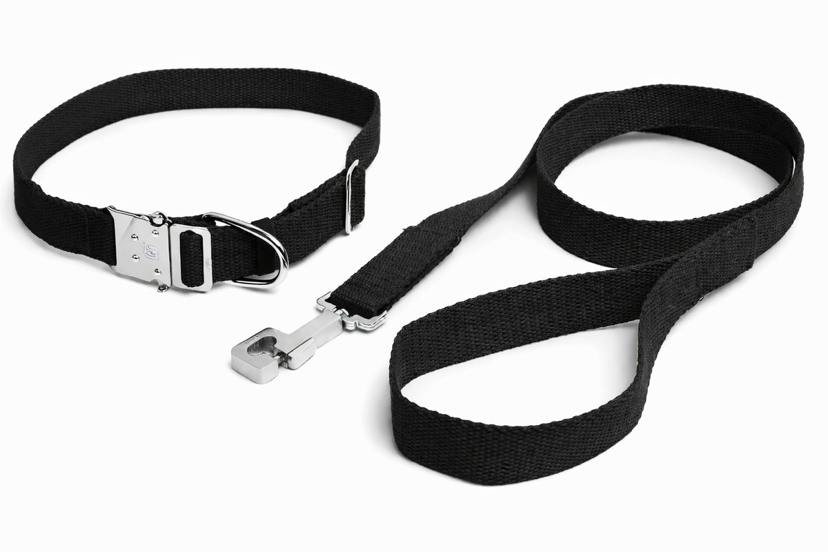 Kennel Cotton M.S. Click Lock Collar & Leash Set (1 1/4")