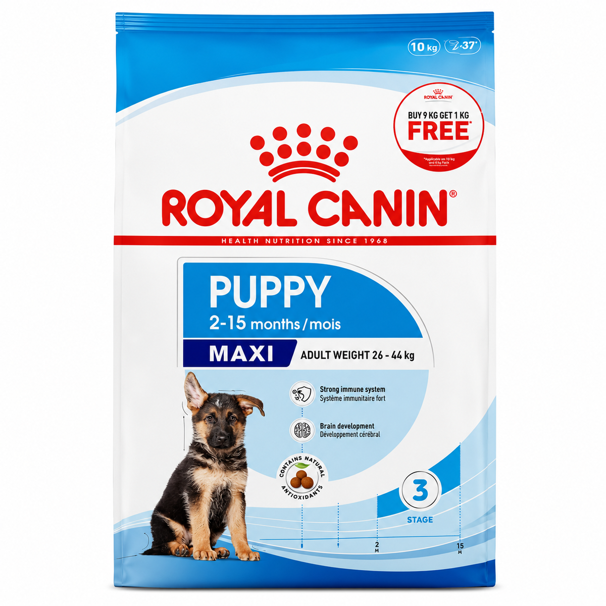 Royal Canin Maxi Puppy Dry Food 9+1 kg Free Gratis