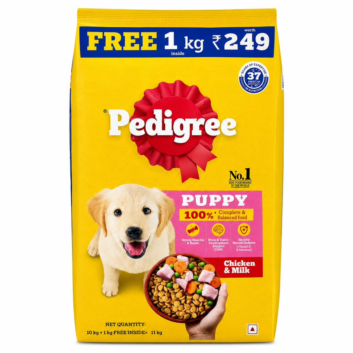 Pedigree Puppy Chicken And Milk Dry Food (10 kg+1 kg Inside Free)