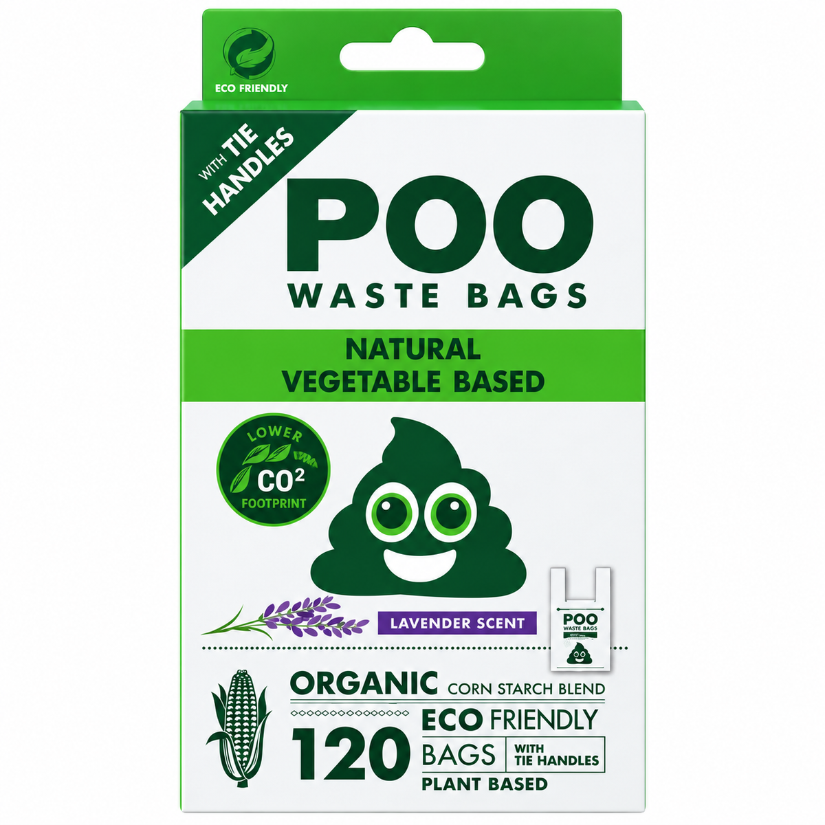 M-Pets Natural Vegetable Based Poo Waste Bags With Tie Handles  - Lavender Scent