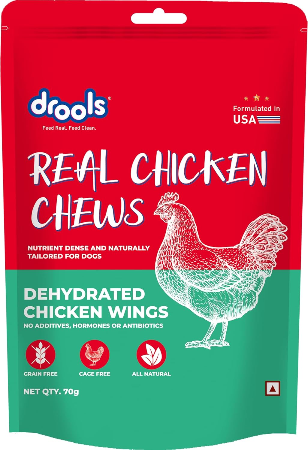 Drools Dehydrated Real Chicken Wing Chews Dog Treats