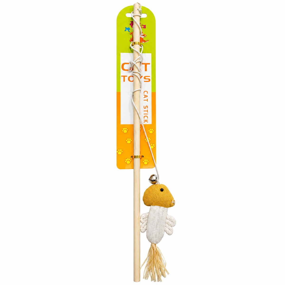 Wooden Stick Rattan Ball Feather Tease Cat Toy