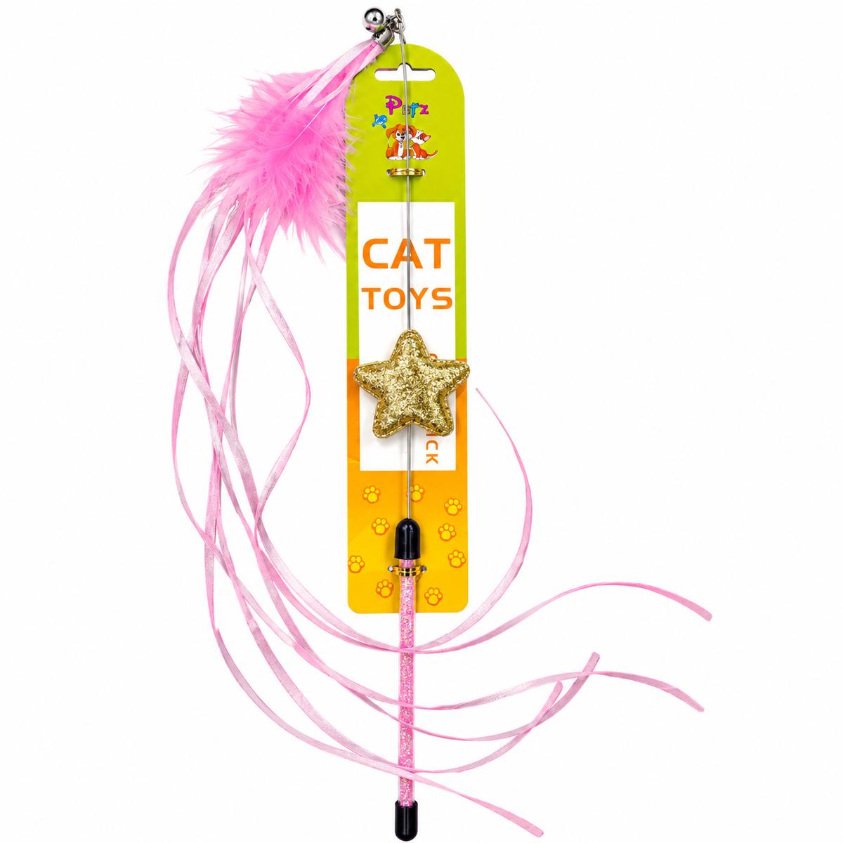 Star with Feather Teasing Stick Cat Toy