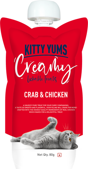 Kitty Yums : Creamy Lickable Cat Treat – Crab & Chicken Squeeze Tube
