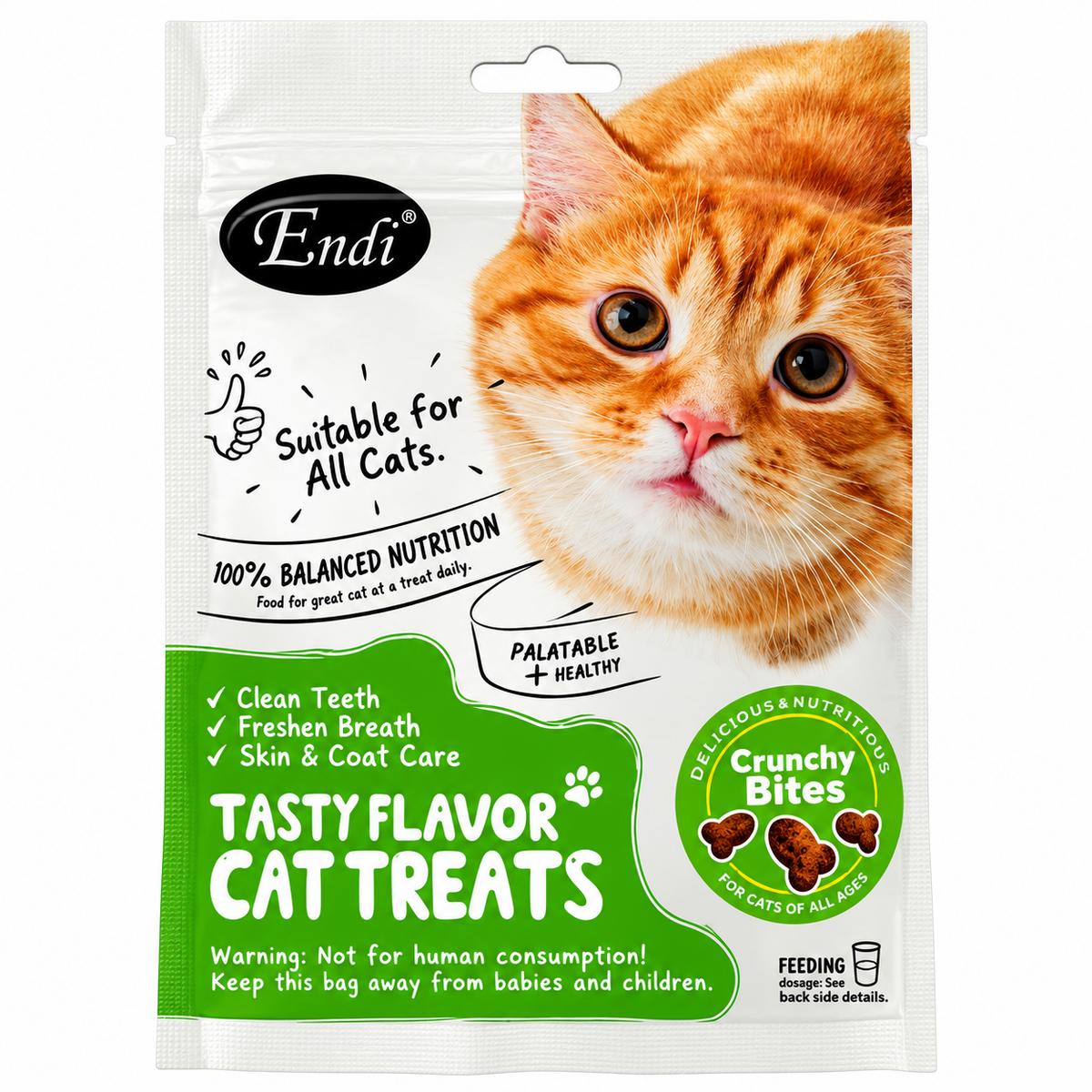 Endi Round Shape Cat Bites Shrimp Flavor Pack of 6