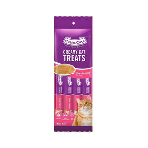Cuties Catz : Creamy Cat Treats – Tuna Flavor 4 Tubes (14 g Each)
