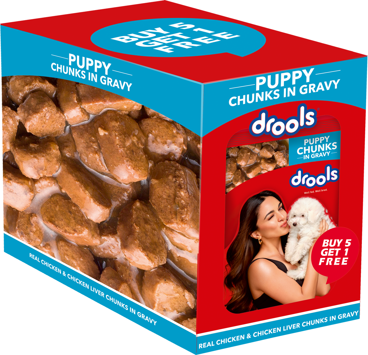 Drools Real Chicken and Chicken Liver Chunks in Gravy Puppy Food (Buy 5 Get 1 Free)