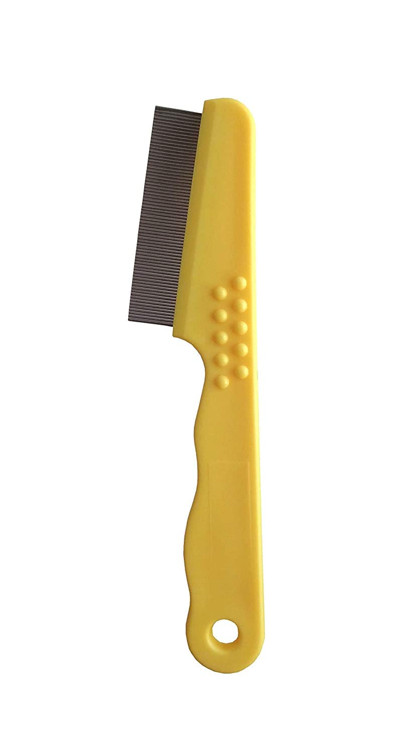 Smarty Pet Double Row Flea Comb (Taiwan) with Non-Slip Rubber Grip Handle (Color May Vary)