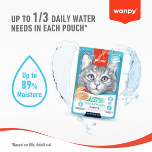 Wanpy Stew Tuna & Chicken In Gravy Adult Cat Pouch