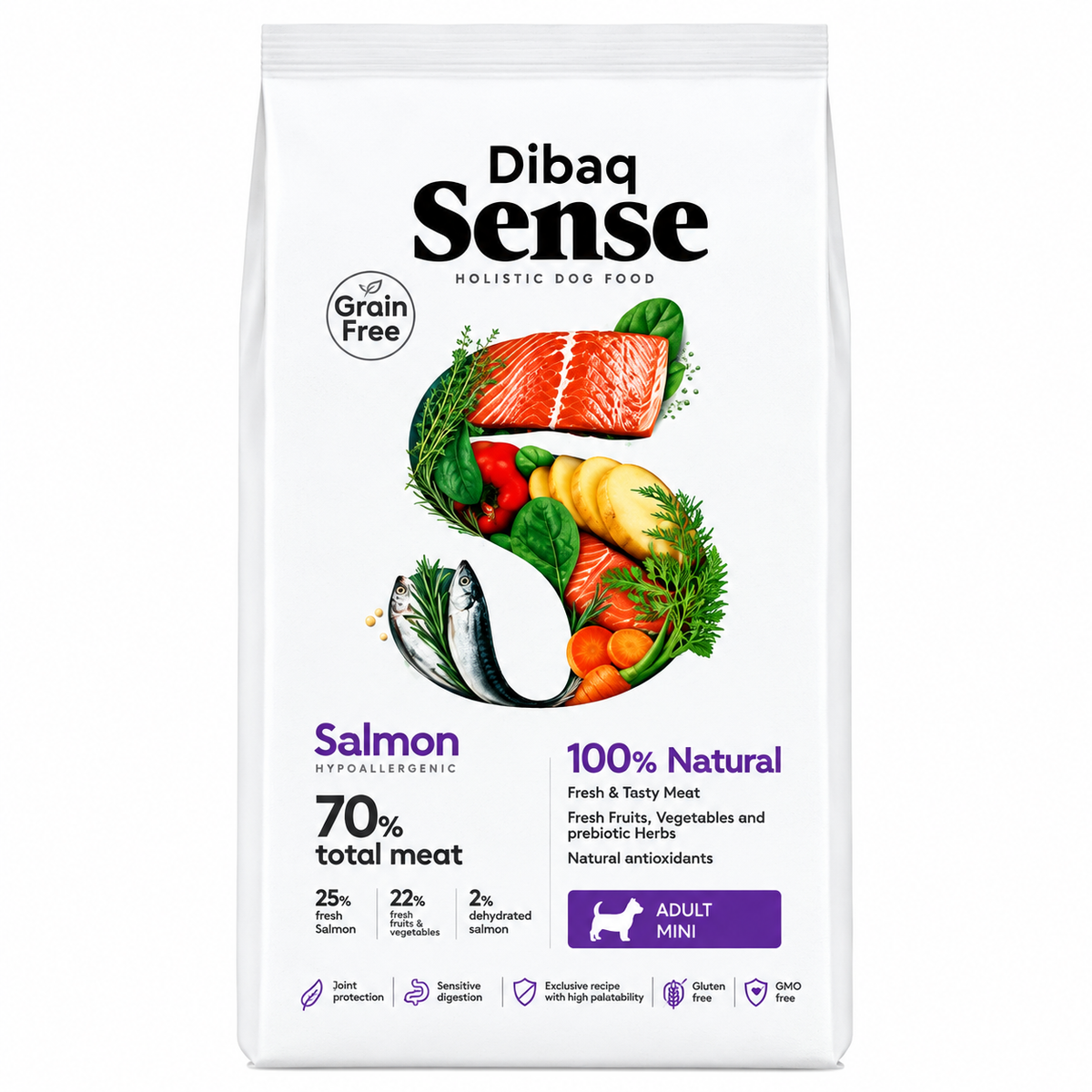 Dibaq Sense Grain Free Salmon Mini Adult Dog Dry Food