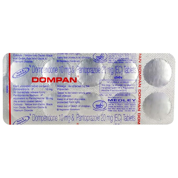 Medley Dompan EC Tablets – Domperidone 10mg & Pantoprazole 20mg ...