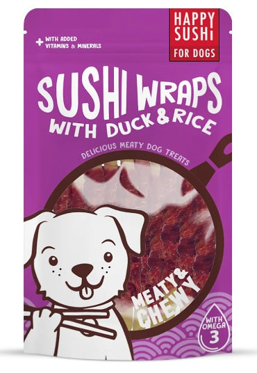 Imaginelees Happy Sushi Wraps Dog Treats – Duck & Rice (Meaty & Chewy)