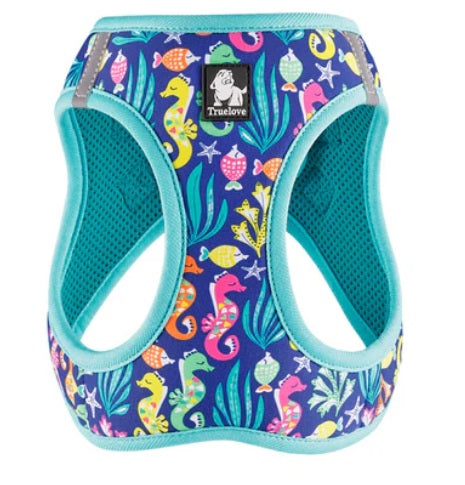 Truelove Floral Soft Vest Harness For Small & Medium Breed Dog  - Blue Atoll