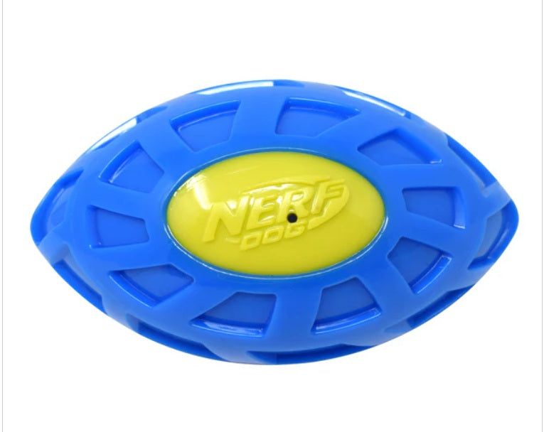 Nerf Dog Exo Micro Squeaky Football Dog Toy - Blue/ Green