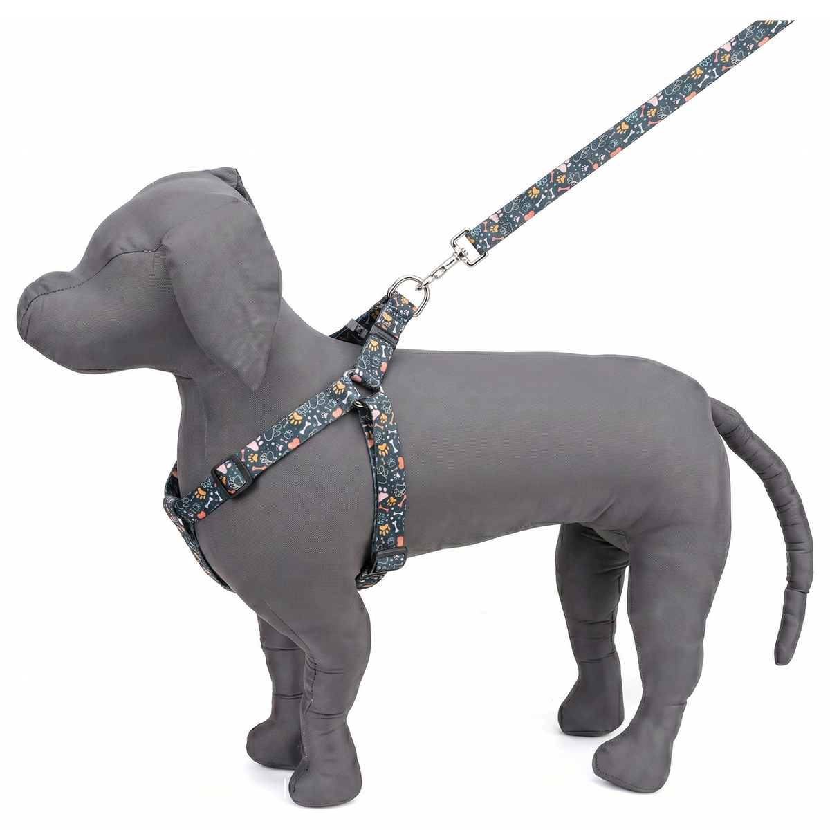 Kennel Green Bones Printed Padded Click Lock Adjustable Harness