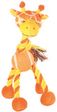 Trixie Animal With Rope & Tennis Ball Sorted Plush Dog Toy