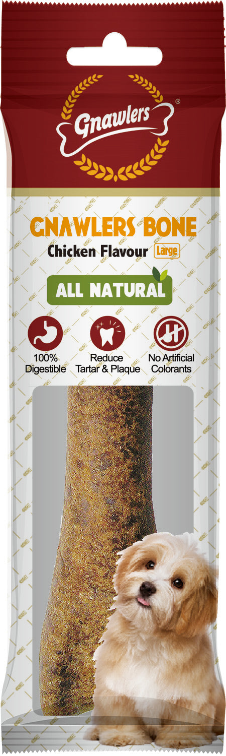 Gnawlers No Rawhide All Natural Chicken Bone For Dog - 8 Inch