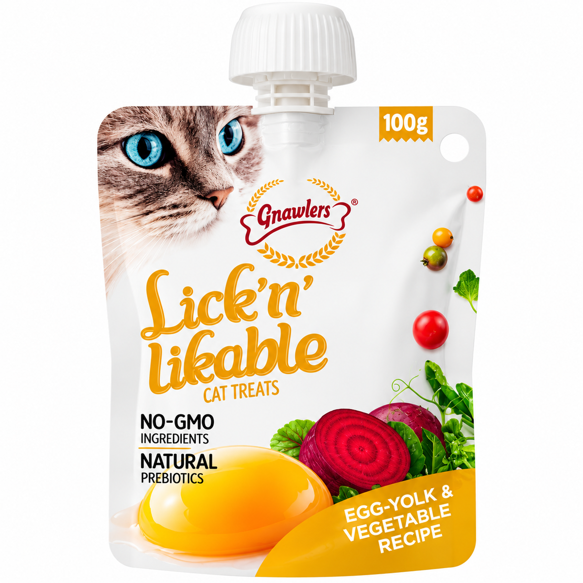 Gnawlers Lick And Lickable Egg Yolk And Vegetable Cat Treat