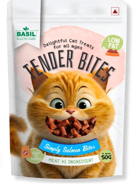 Basil Tender Bites Simply Salmon Bites Premium Cat Treats