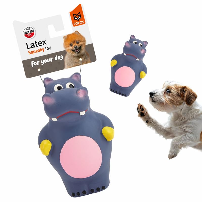 Fofos Natural Latex Squeaky Hippo Dog Toy