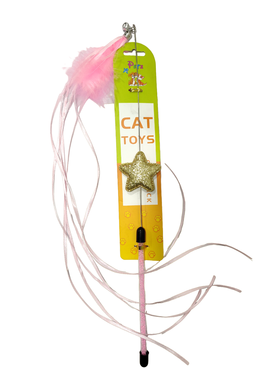 Star with Feather Teasing Stick Cat Toy