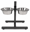 Kennel Adjustable Stand With Two Steel Feeding Bowls