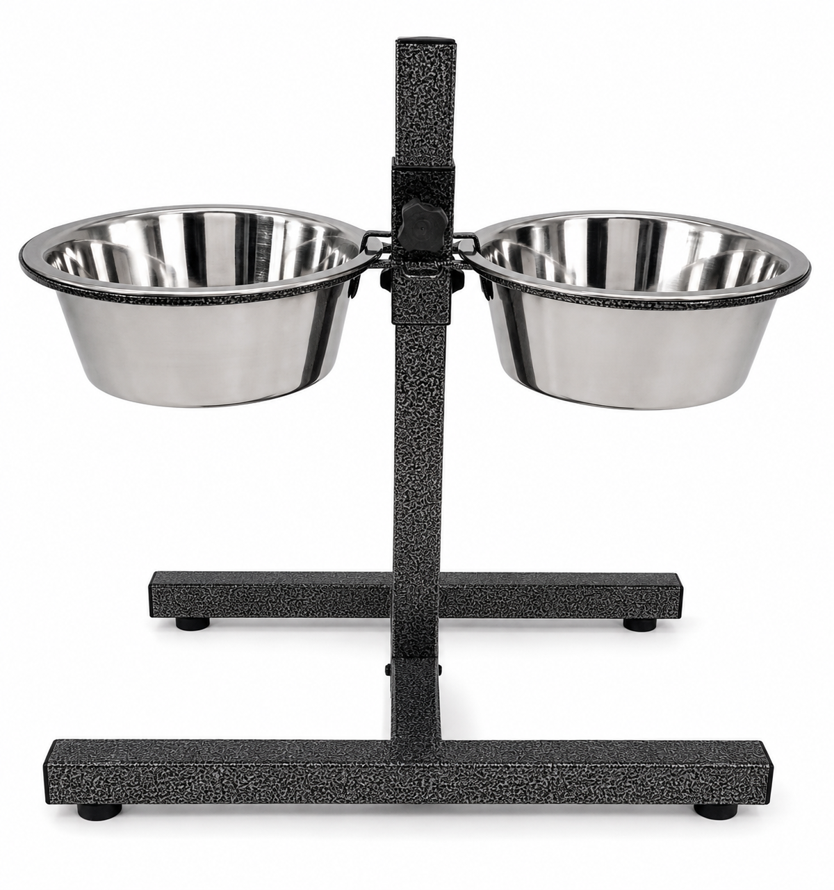Kennel Adjustable Stand With Two Steel Feeding Bowls