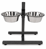 Kennel Adjustable Stand With Two Steel Feeding Bowls