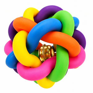 Smarty Pet Latex Squeaky Multi Colour Woven Balls With Bell Toy