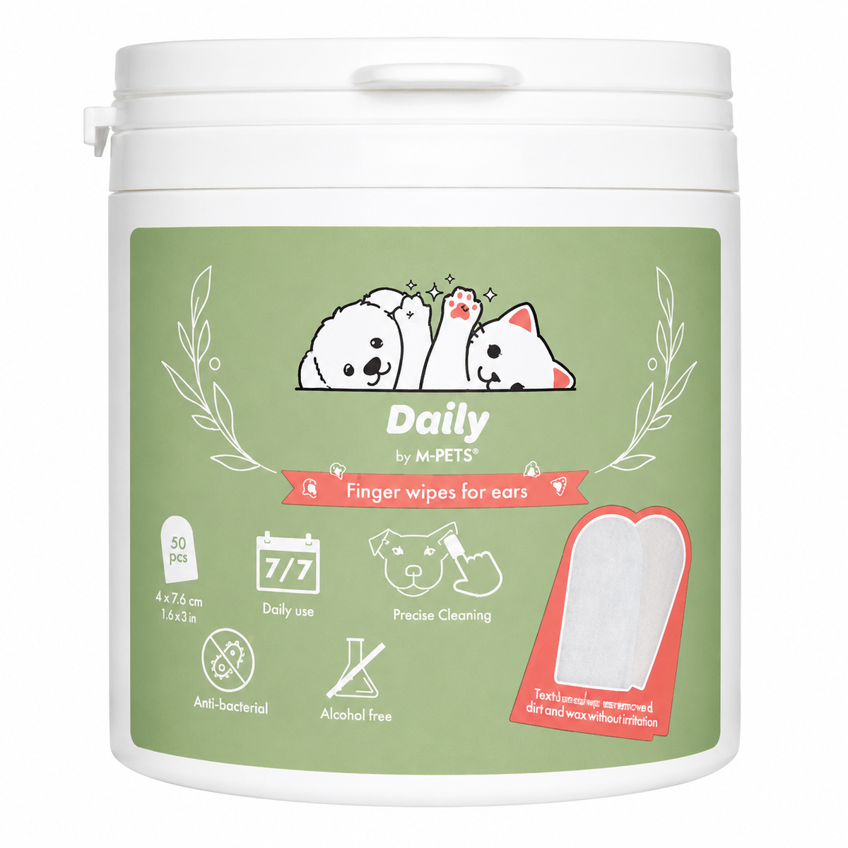 M-Pets Daily Double-Sided Finger Wipes For Ears