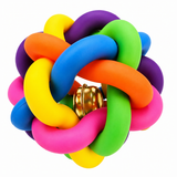 Smarty Pet Latex Squeaky Multi Colour Woven Balls With Bell Toy